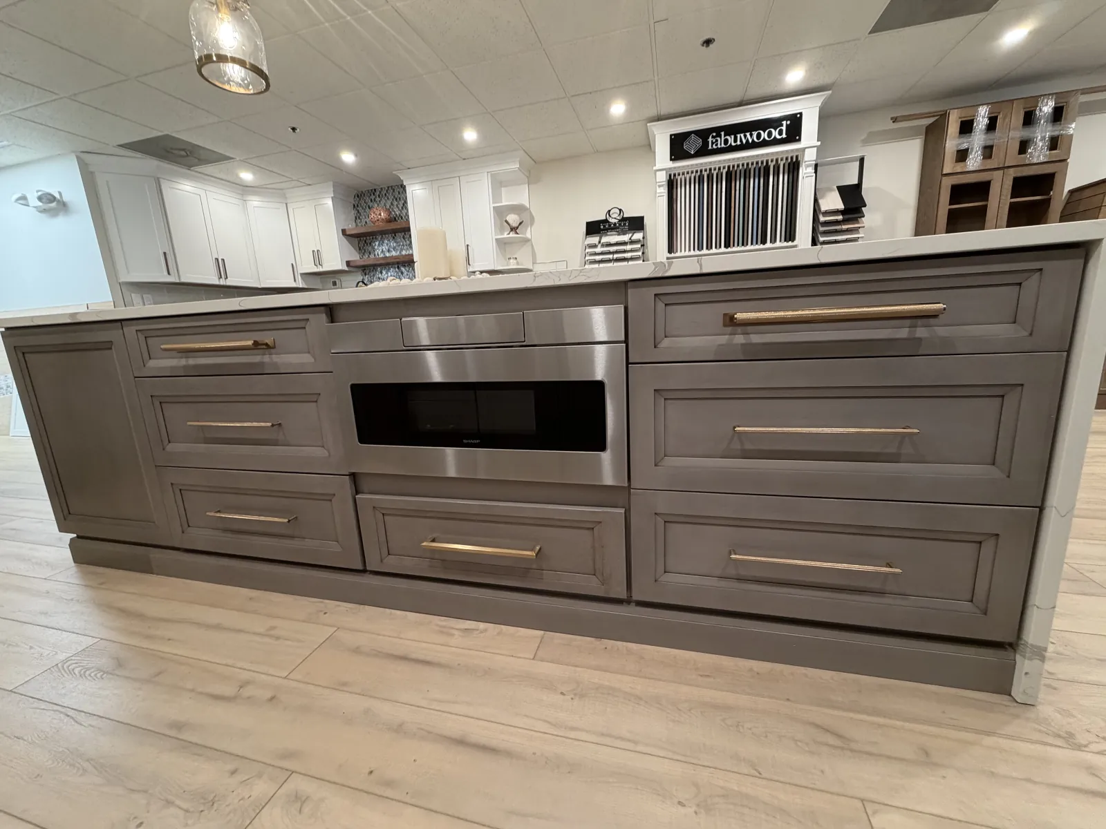 Grey cabinetry detail in the Kitchen Connection studio